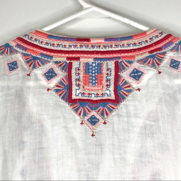 JOHNNY WAS Embroidered Top Cotton Bell Sleeves S - Picture 9 of 10